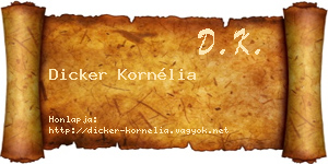 Dicker Kornélia névjegykártya